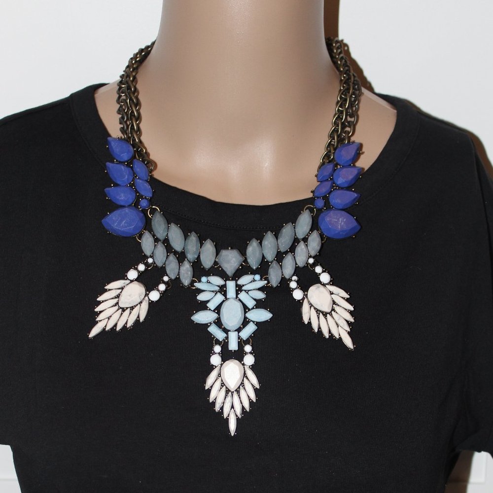 BaubleBar Matte Cascade Bib Necklace Ombre Blues